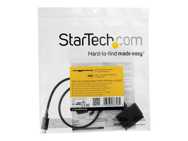 CABLE USB TIPO C A SATA 6GB/S STARTECH PARA DISCO DURO 2.5"
