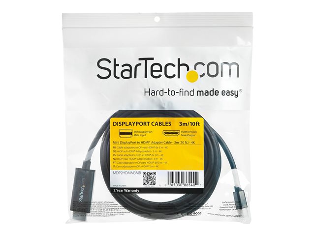 CABLE MINI DP A HDMI STARTECH 3M/ MACHO-MACHO/ NEGRO