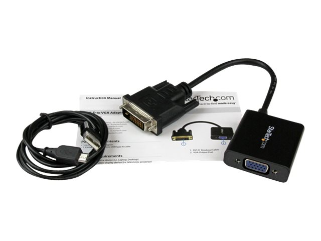 ADAPTADOR DVI-D A VGA STARTECH MACHO-HEMBRA/ NEGRO + CABLE MICRO USB TIPO B A USB TIPO A