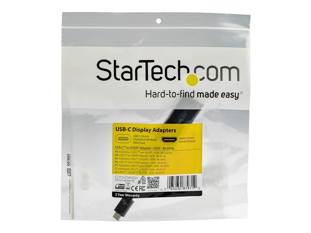 ADAPTADOR USB TIPO C A HDMI STARTECH MACHO-HEMBRA/ NEGRO