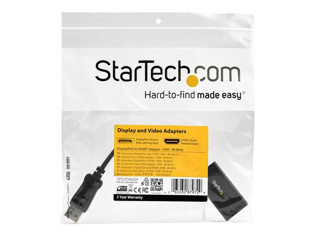 ADAPTADOR DP A HDMI STARTECH MACHO-HEMBRA/ NEGRO