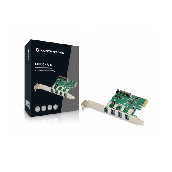 TARJETA CONCEPTRONIC PCI EXPRESS 4 PUERTOS USB 3.0 EMRICK U64