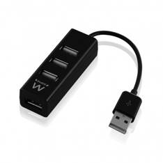 HUB USB EWENT 4 PUERTOS / USB 2.0/ NEGRO