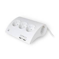 REGLETA DE ESCRITORIO EWENT 5 TOMAS DE CORRIENTE/ 2 PUERTOS USB/ BLANCO