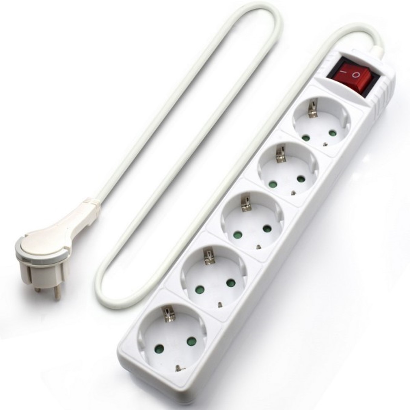 REGLETA EWENT 5 TOMAS SHUCKO INTERRUPTOR Y ENCHUFE PLANO