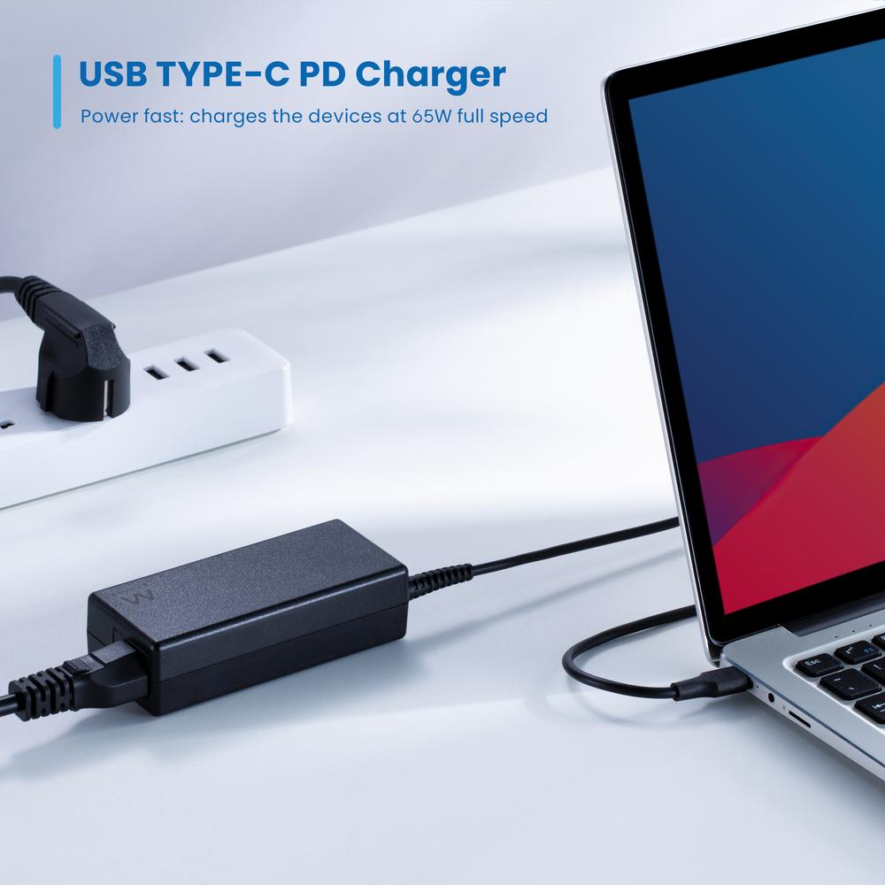 CARGADOR USB EWENT PARA PORTATIL/ USB TIPO C/ 65W/ NEGRO