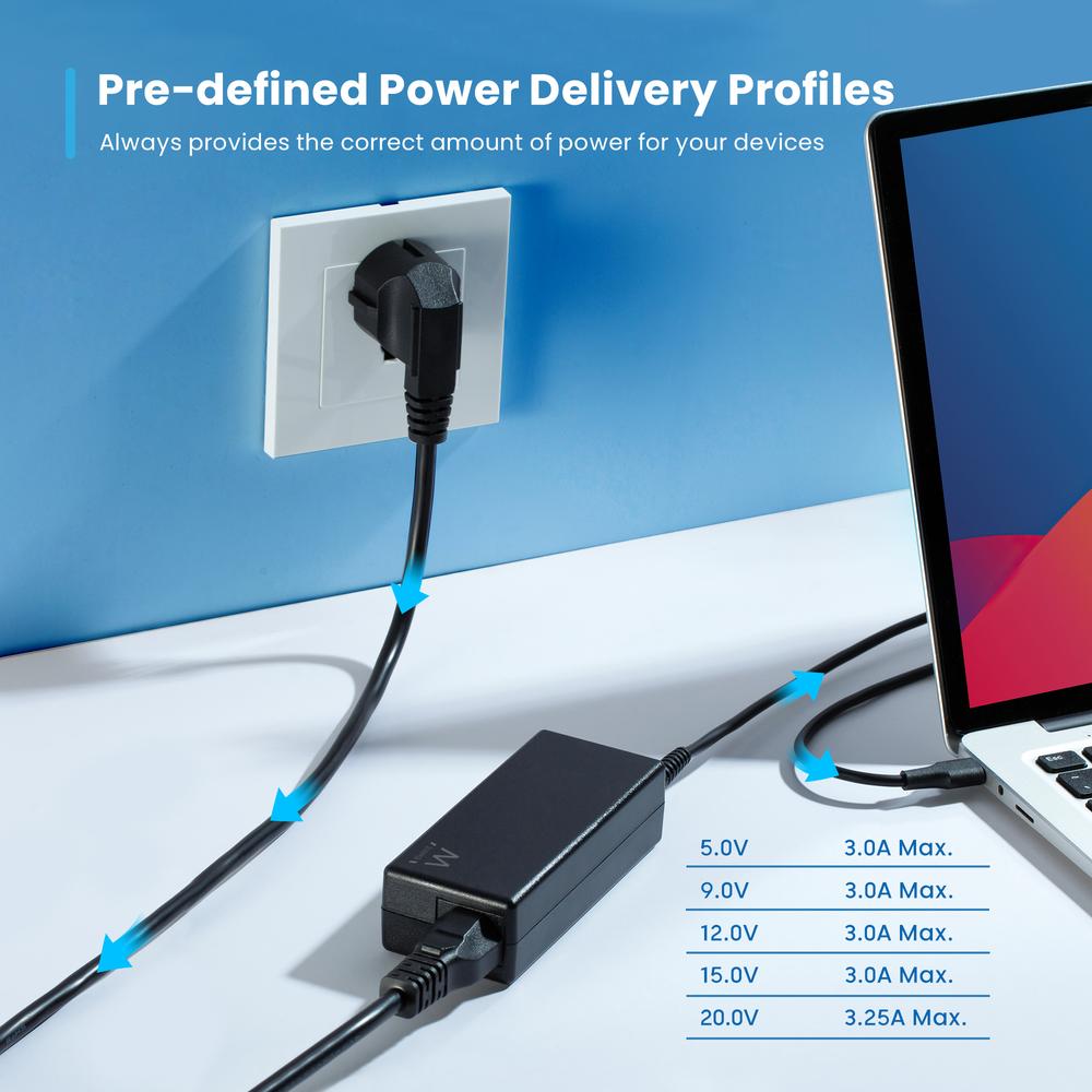 CARGADOR USB EWENT PARA PORTATIL/ USB TIPO C/ 65W/ NEGRO