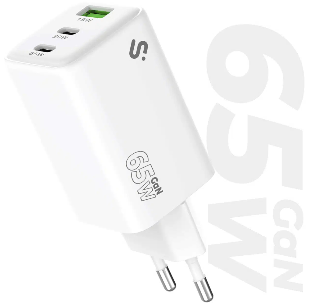 SUBBLIM Cargador GaN 65W USB-C + USB-C + USB-A