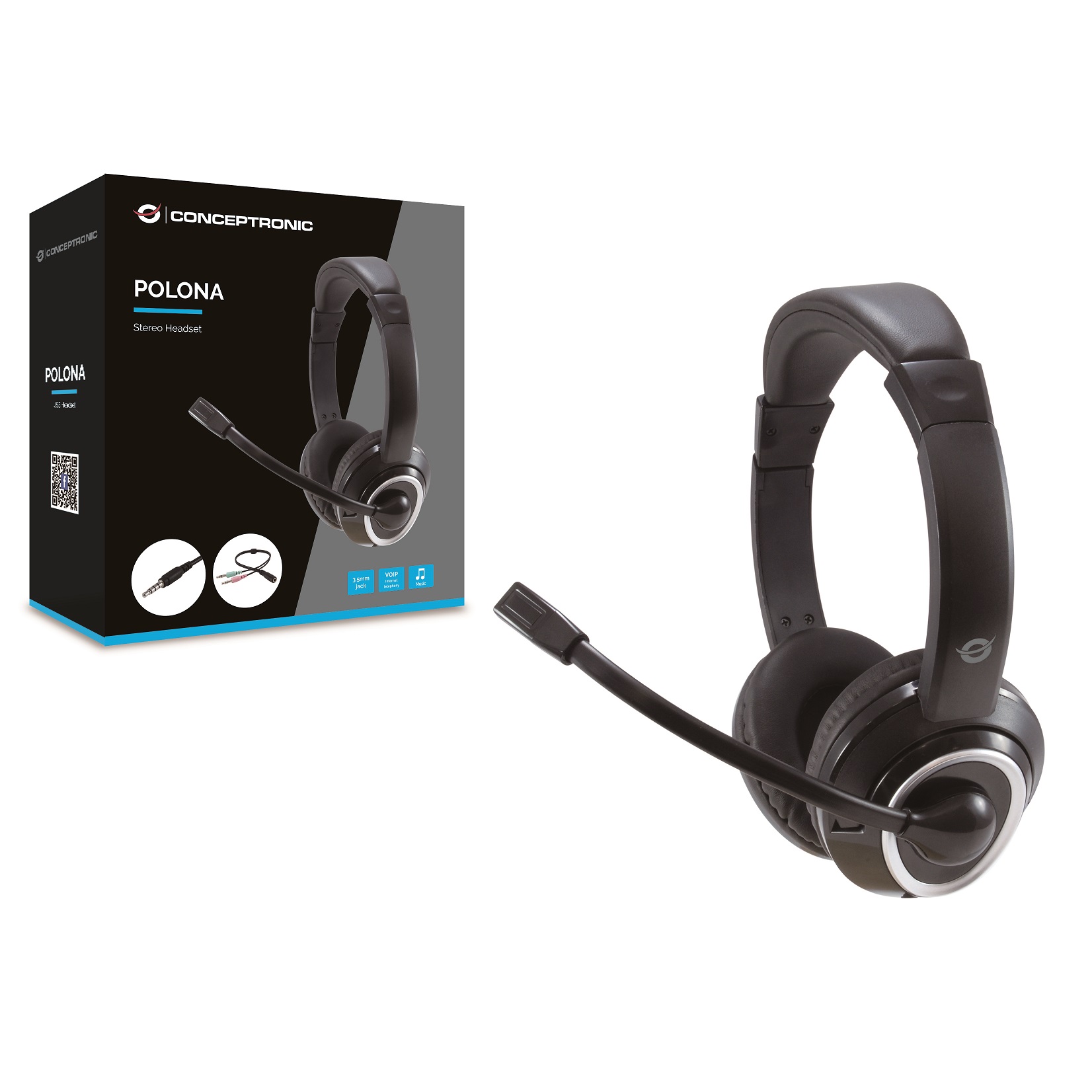 AURICULAR CONCEPTRONIC POLONA02BA / JACK 3.5MM / MICROFONO / CONTROL VOLUMEN