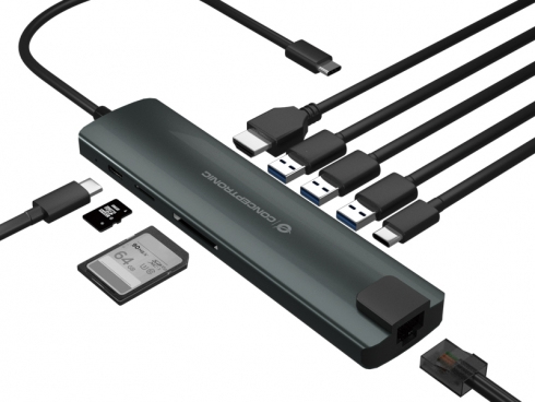 ADAPTADOR CONCEPTRONIC USB TIPO C 9 EN 1 HDMI/ USB-C/ PD/ USB 3.0/ SD/ MICRO SD/ RJ45