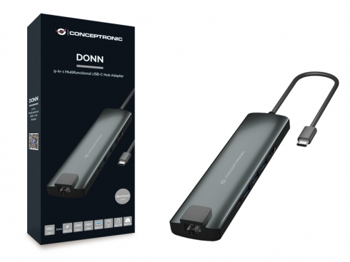 ADAPTADOR CONCEPTRONIC USB TIPO C 9 EN 1 HDMI/ USB-C/ PD/ USB 3.0/ SD/ MICRO SD/ RJ45