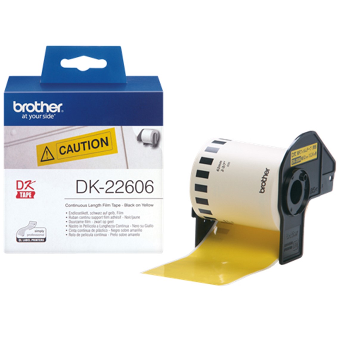 ETIQUETAS CINTA CONTINUA BROTHER AMARILLA DK22606 62MM