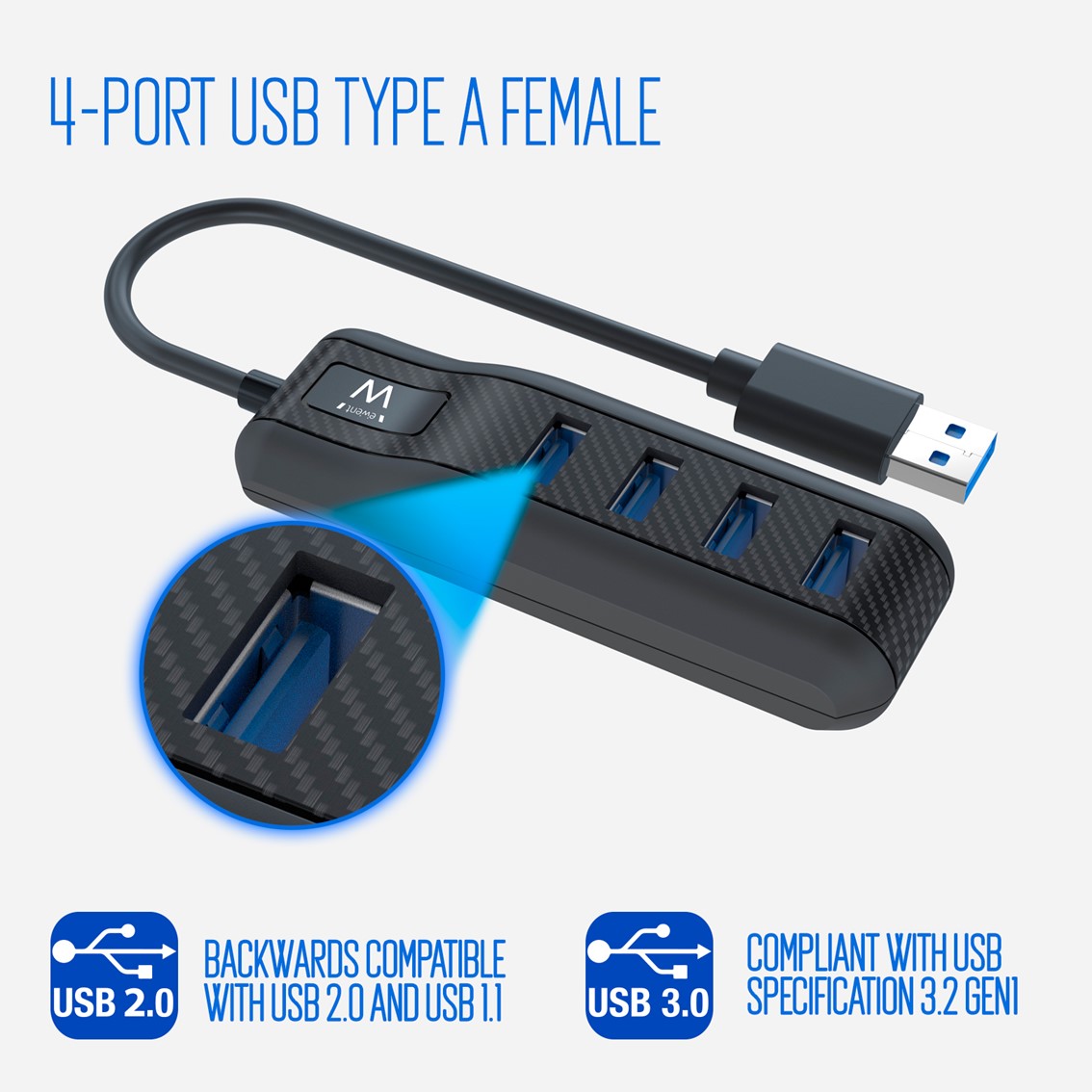HUB USB EWENT 4 PUERTOS / USB 3.1 GEN1