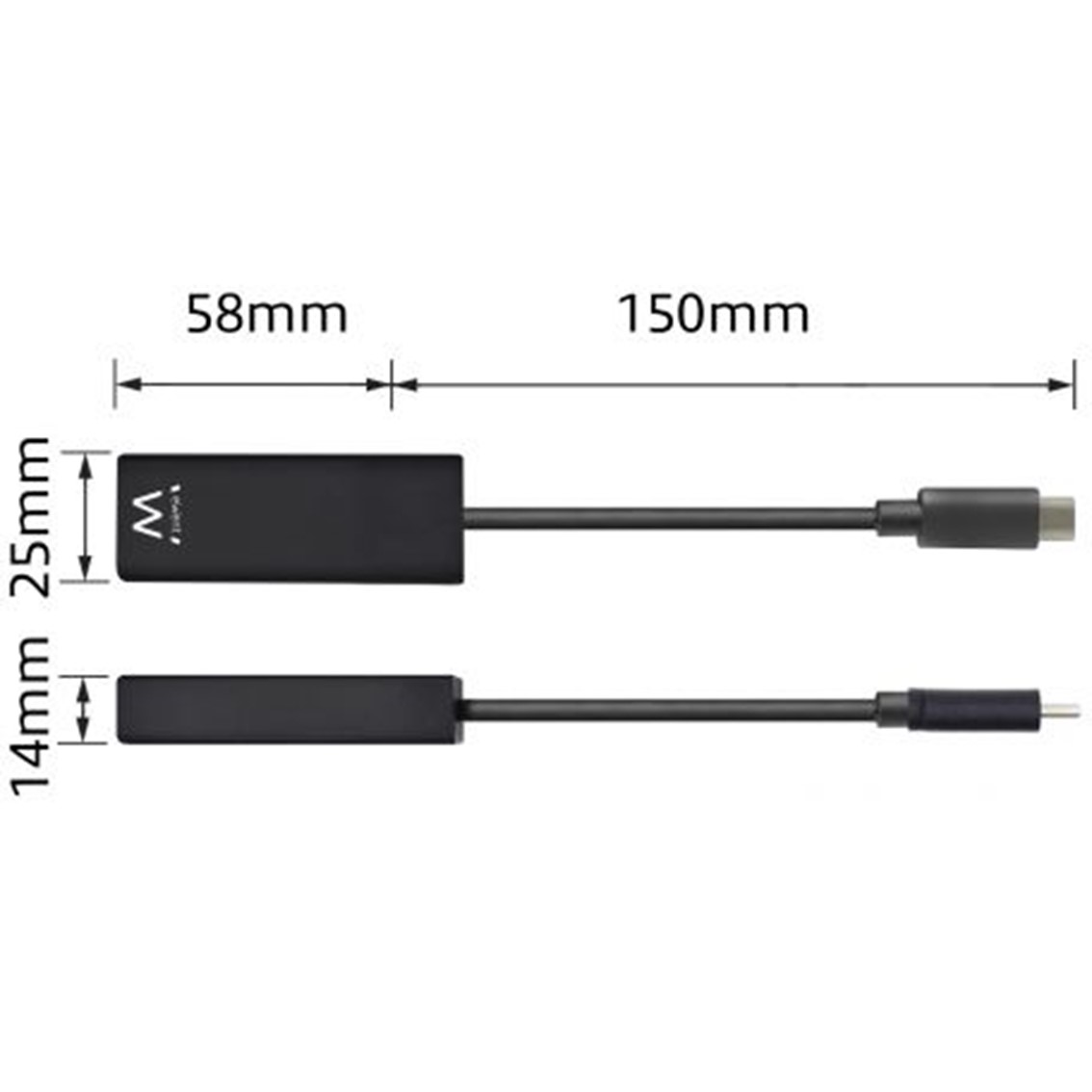 CABLE ADAPTADOR EWENT USB TIPO C A RJ45 / MACHO-HEMBRA
