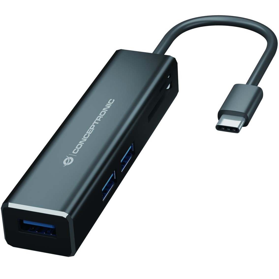 ADAPTADOR CONCEPTRONIC USB TIPO C A HUB USB 3 PUERTOS CON LECTOR DE TARJETAS