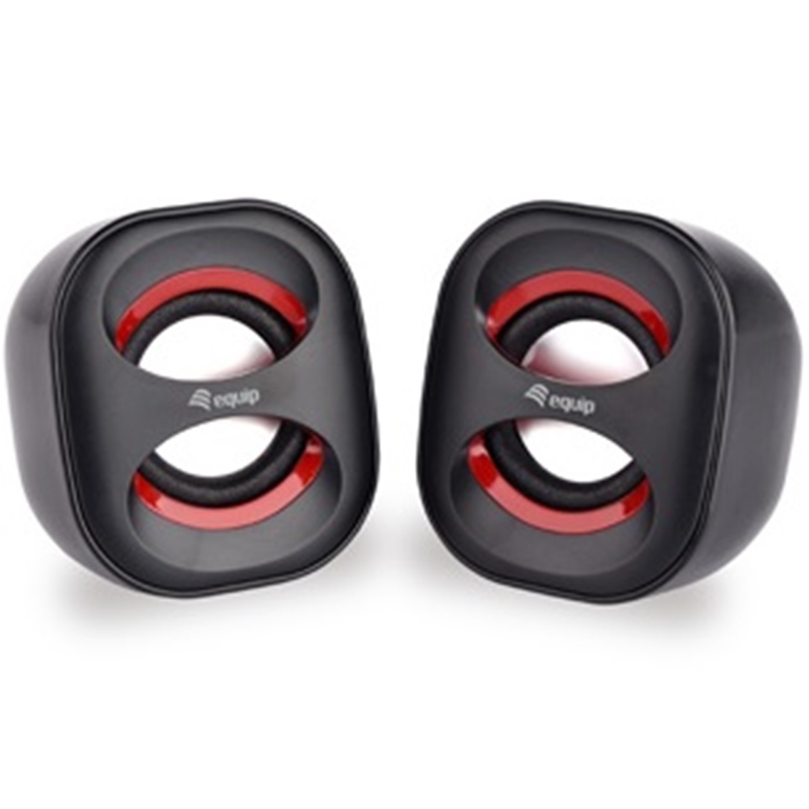ALTAVOCES 2.0 EQUIP LIFE MINI 6W RMS COLOR NEGRO Y ROJO JACK 3.5" ALIMETANCION USB