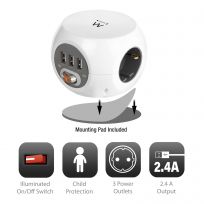 REGLETA CUBICA EWENT EW3939 3 TOMAS SHUCKO/ 3 PUERTOS USB/ 1.5M