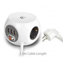 REGLETA CUBICA EWENT EW3939 3 TOMAS SHUCKO/ 3 PUERTOS USB/ 1.5M