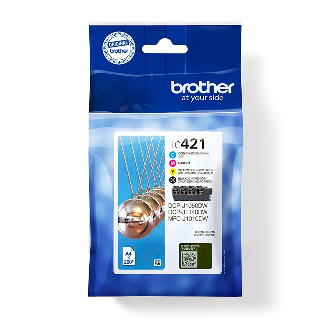 PACK CARTUCHOS TINTA BROTHER LC421VAL NEGRO CIAN MAGENTA AMARILLO 200 PAGINAS