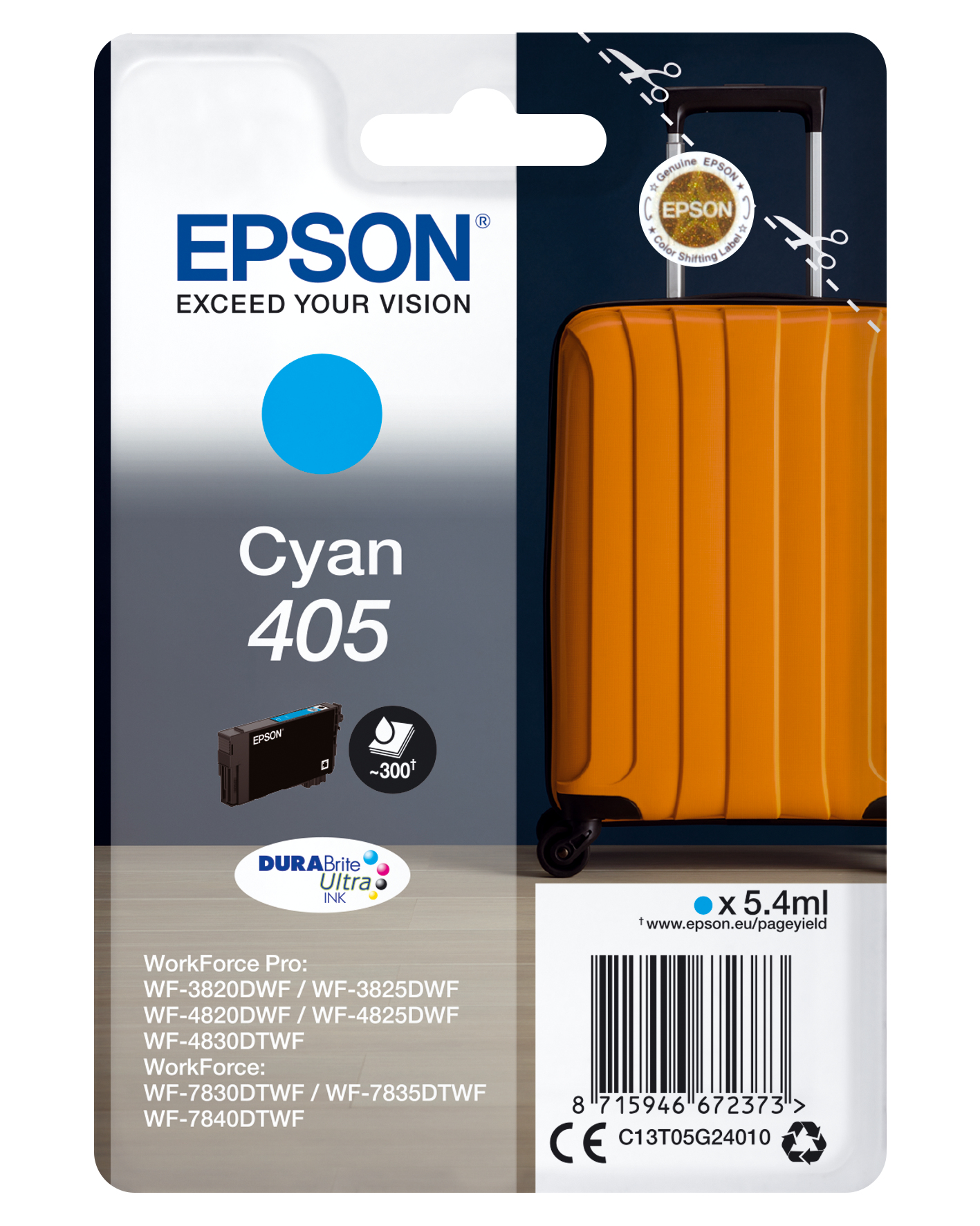 CARTUCHO TINTA EPSON C13T05G24010 SINGLEPACK CIAN 405 DURABRITE ULTRA INK