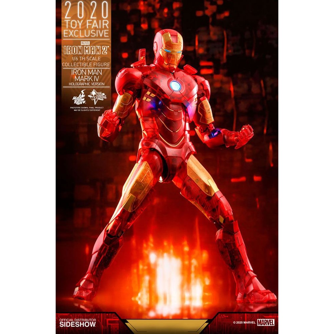 FIGURA HOT TOYS MARVEL AVENGERS VENGADORES IRON MAN 2 MM 1/6 IRON MAN MARK IV VERSION HOLOGRAFICA 2020 TOY FAIR EXCLUSIVO 30 CM