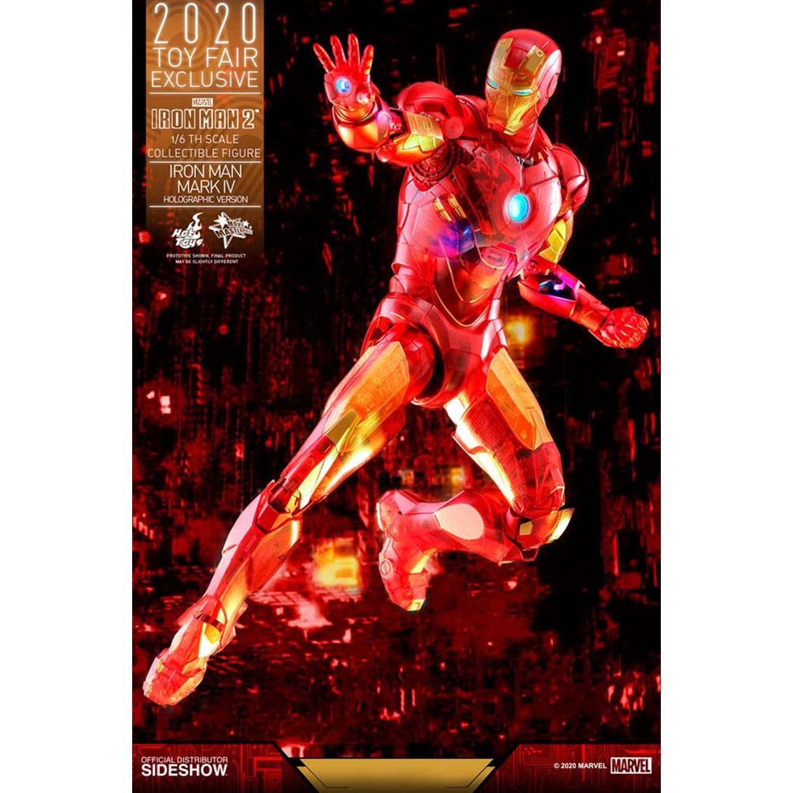FIGURA HOT TOYS MARVEL AVENGERS VENGADORES IRON MAN 2 MM 1/6 IRON MAN MARK IV VERSION HOLOGRAFICA 2020 TOY FAIR EXCLUSIVO 30 CM