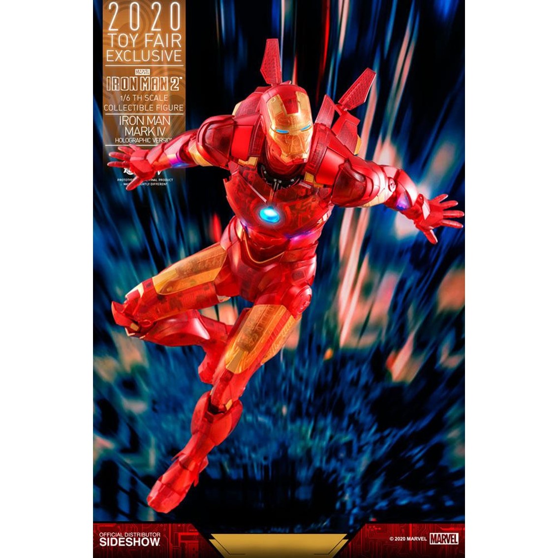 FIGURA HOT TOYS MARVEL AVENGERS VENGADORES IRON MAN 2 MM 1/6 IRON MAN MARK IV VERSION HOLOGRAFICA 2020 TOY FAIR EXCLUSIVO 30 CM