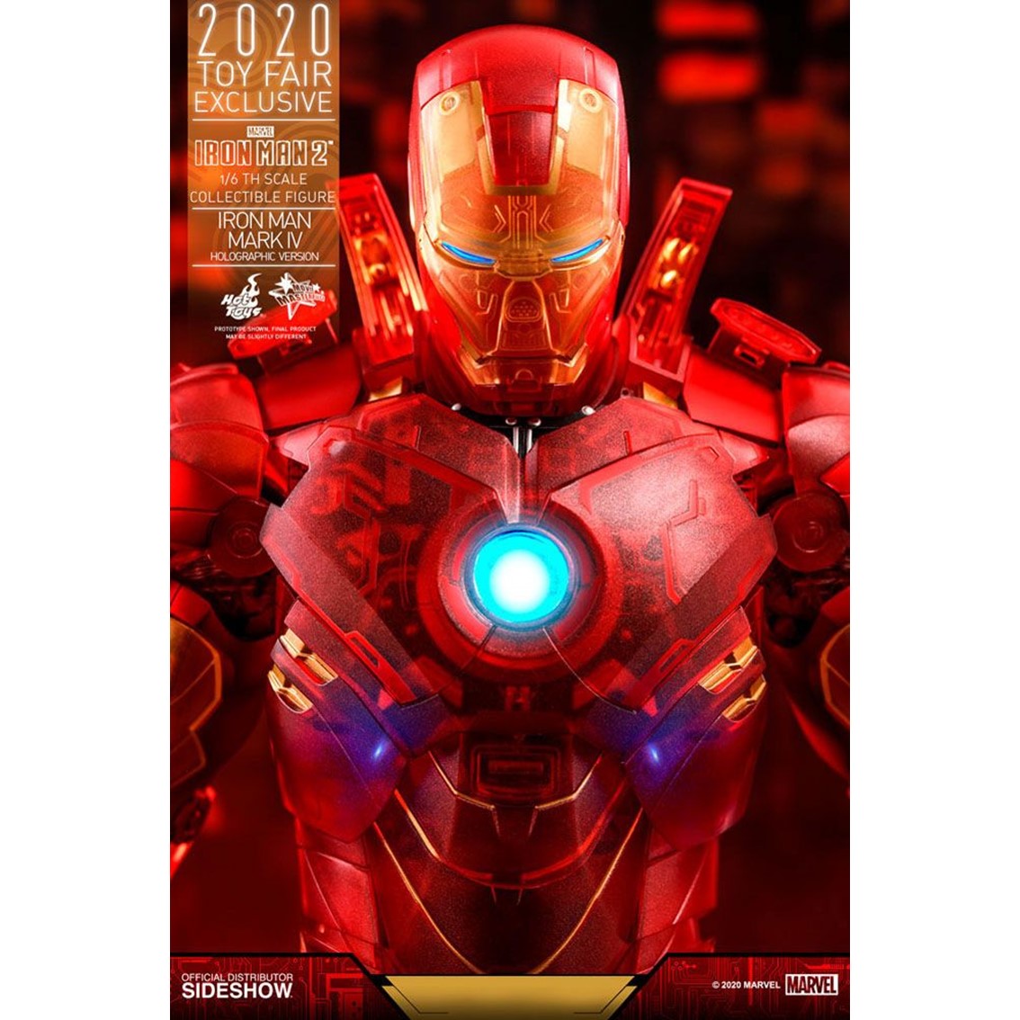 FIGURA HOT TOYS MARVEL AVENGERS VENGADORES IRON MAN 2 MM 1/6 IRON MAN MARK IV VERSION HOLOGRAFICA 2020 TOY FAIR EXCLUSIVO 30 CM