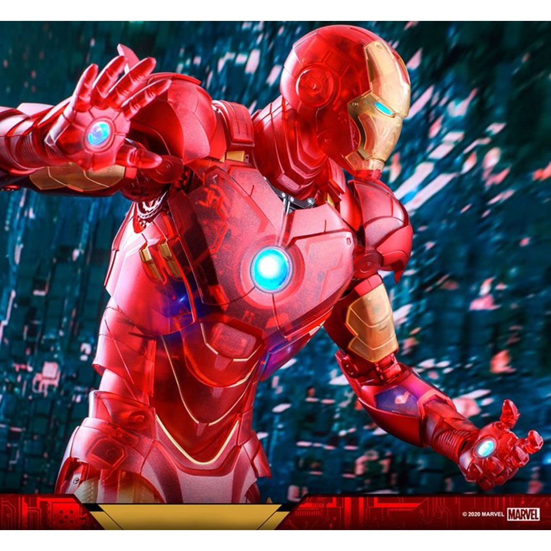 FIGURA HOT TOYS MARVEL AVENGERS VENGADORES IRON MAN 2 MM 1/6 IRON MAN MARK IV VERSION HOLOGRAFICA 2020 TOY FAIR EXCLUSIVO 30 CM