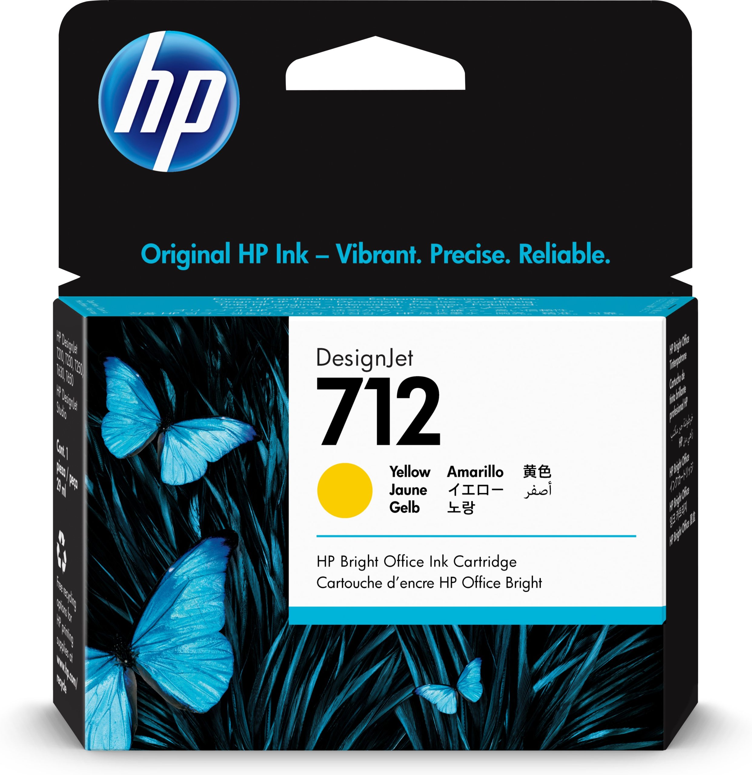 CARTUCHO TINTA HP 712 / 3ED69A/ 29 ml/ T210/ T230/ T250/ T630/ T650/ AMARILLO