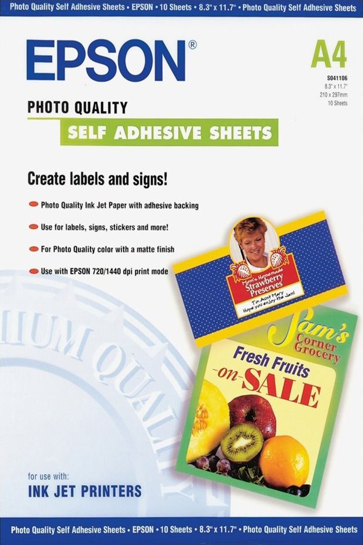 PAPEL EPSON AUTOADHESIVO ESPECIAL HQ A4/ 10 HOJAS