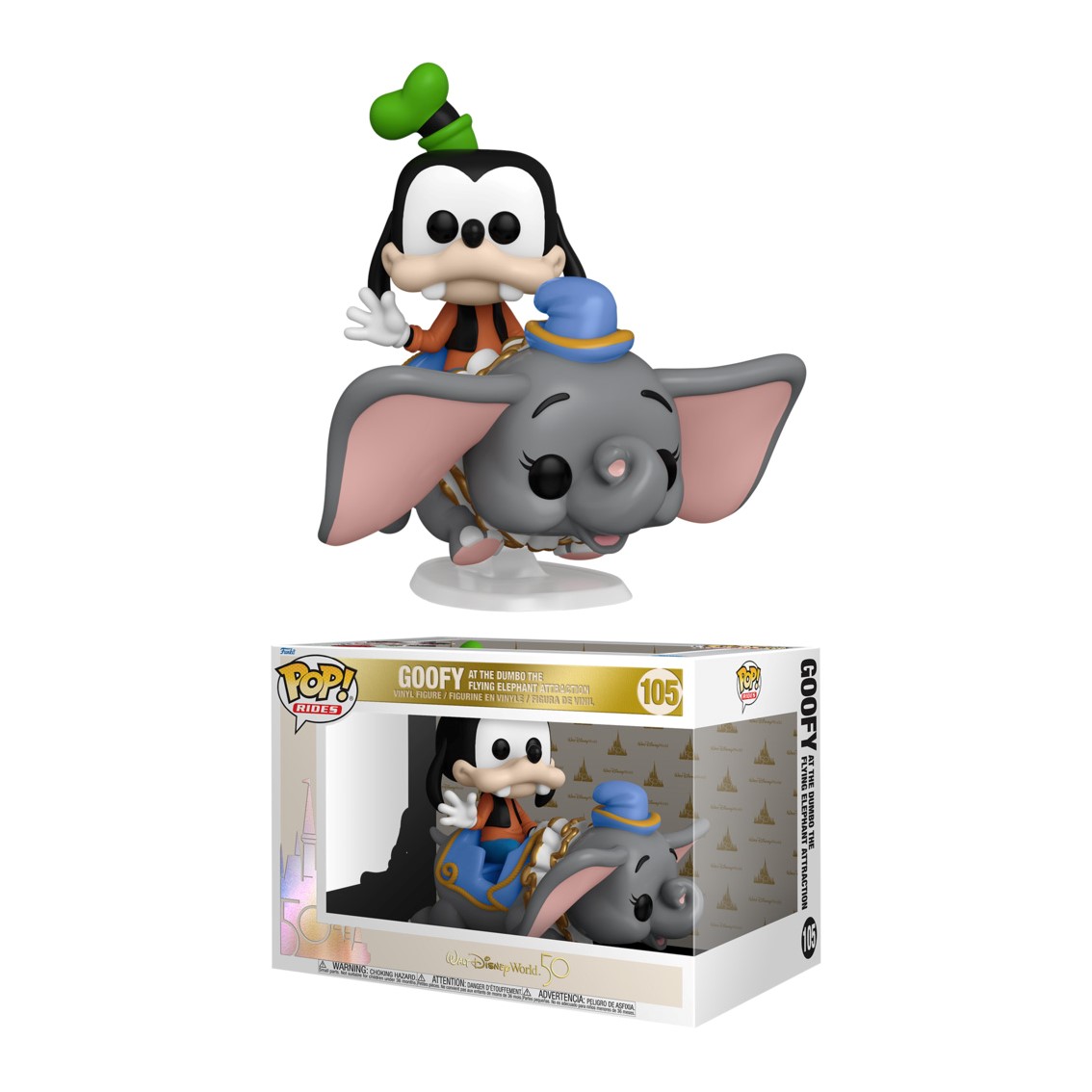 FUNKO POP RIDE SUPDLX DISNEY WORLD 50TH ANIVERSARIO GOOFY VOLANDO CON DUMBO 50571