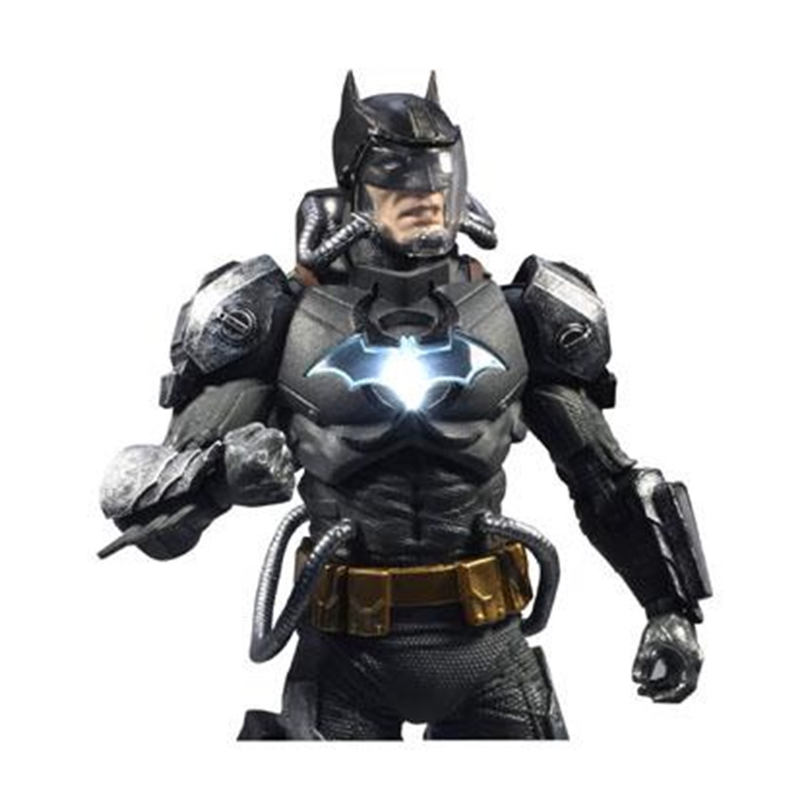 FIGURA MCFARLANE TOYS DC MULTIVERSE BATMAN HAZMAT SUIT GOLD ETIQUETA LUZ LOGO BATMAN