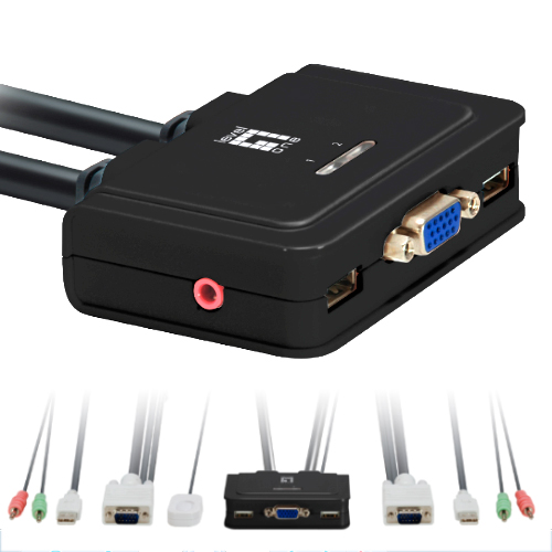 CONMUTADOR KVM LEVEN ONE KVM-0223 VGA USB PARA 2 CPU
