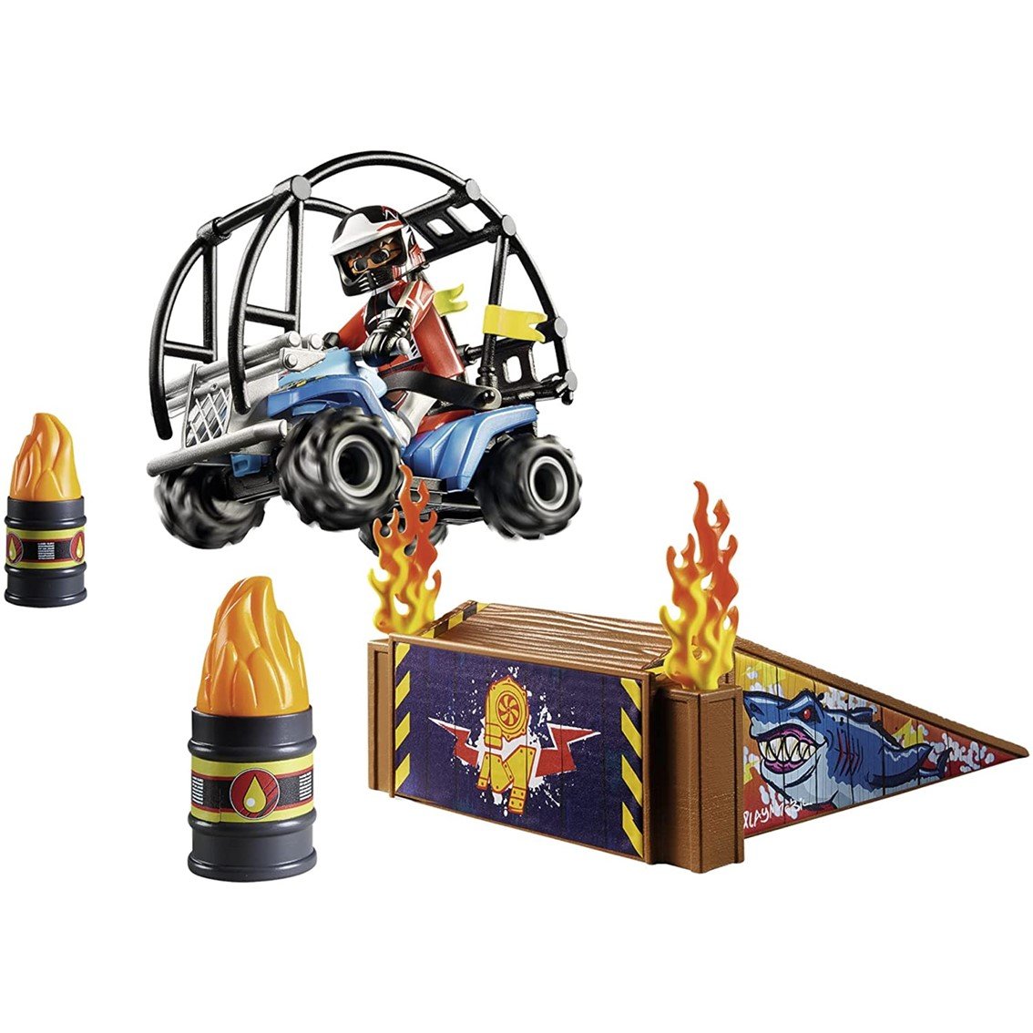 PLAYMOBIL STARTER PACK STUNTSHOW QUAD CON RAMPA DE FUEGO