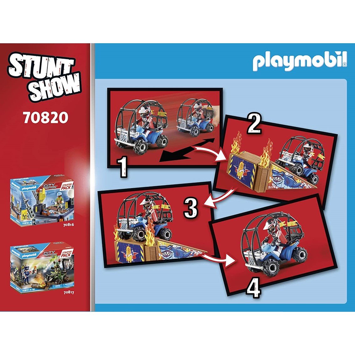 PLAYMOBIL STARTER PACK STUNTSHOW QUAD CON RAMPA DE FUEGO