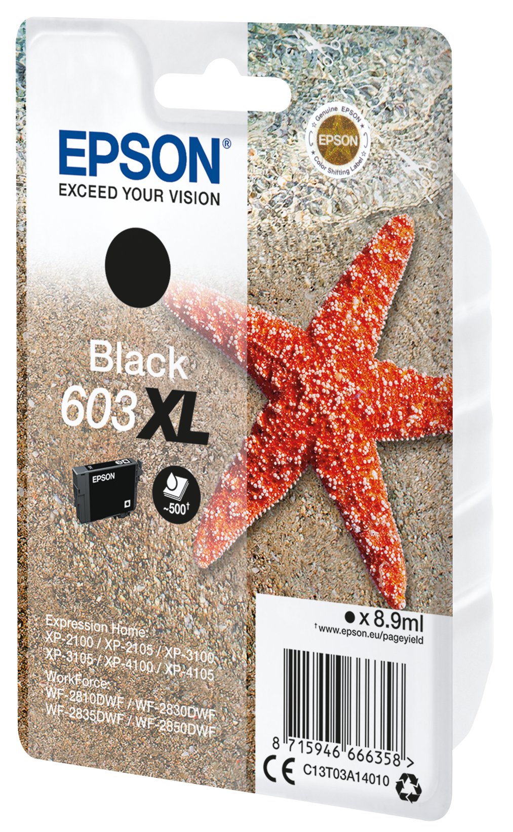 CARTUCHO TINTA EPSON C13T03A14010 SINGLEPACK NEGRO 603XL ESTRELLA DE MAR