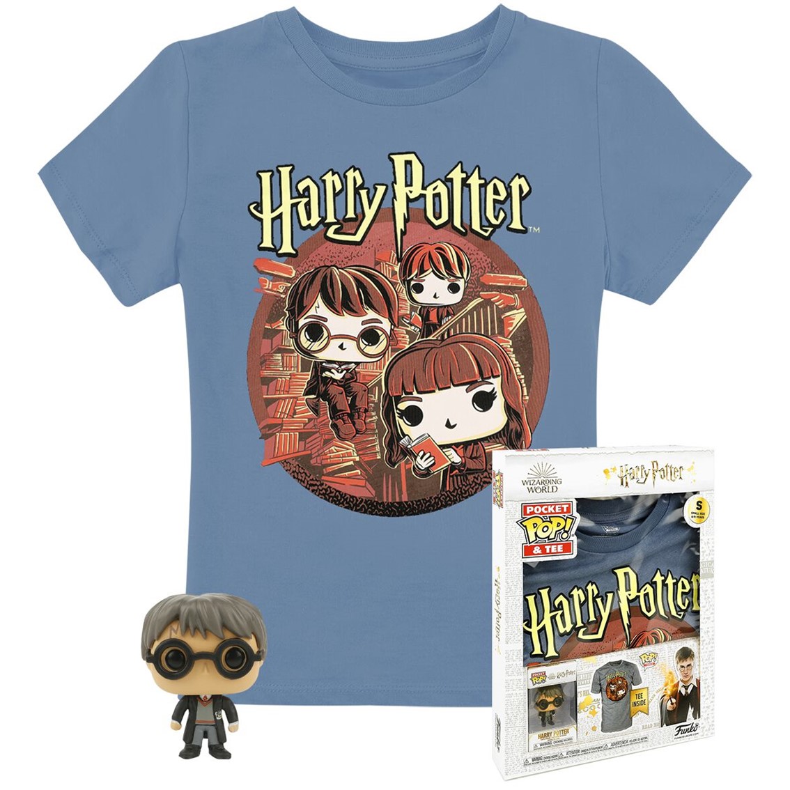 POP & TEE HARRY POTTER FUNKO + CAMISETA TRIO TALLA S