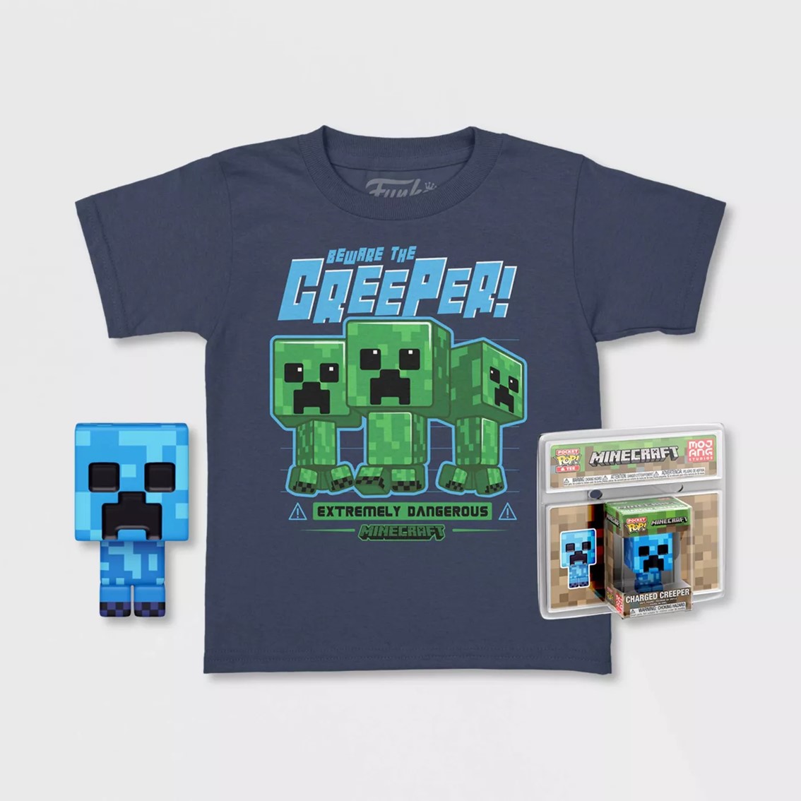 POP & TEE MINECRAFT CHARGED CREEPER FUNKO + CAMISETA TALLA S