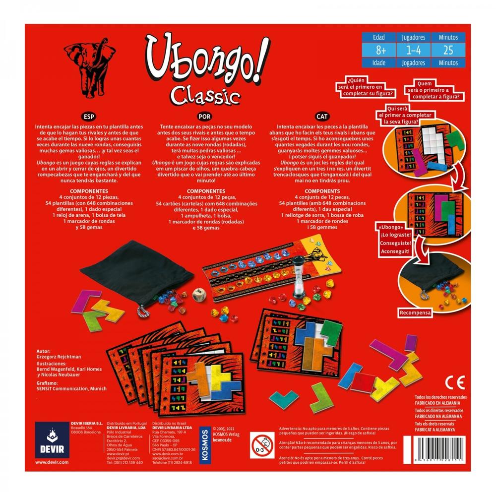 JUEGO DE MESA DEVIR UBONGO VERSIÓN TRILINGÜE PEGI 8
