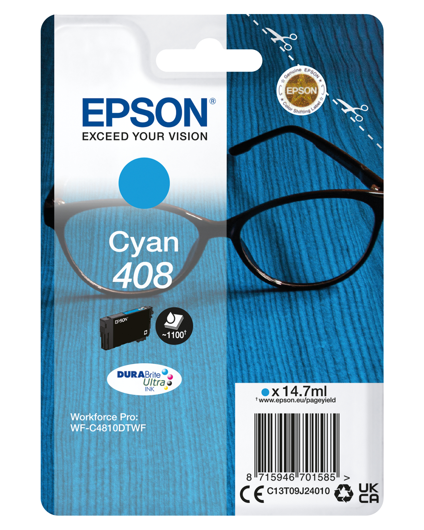 CARTUCHO TINTA EPSON 408 CIAN DURABRITE ULTRA INK