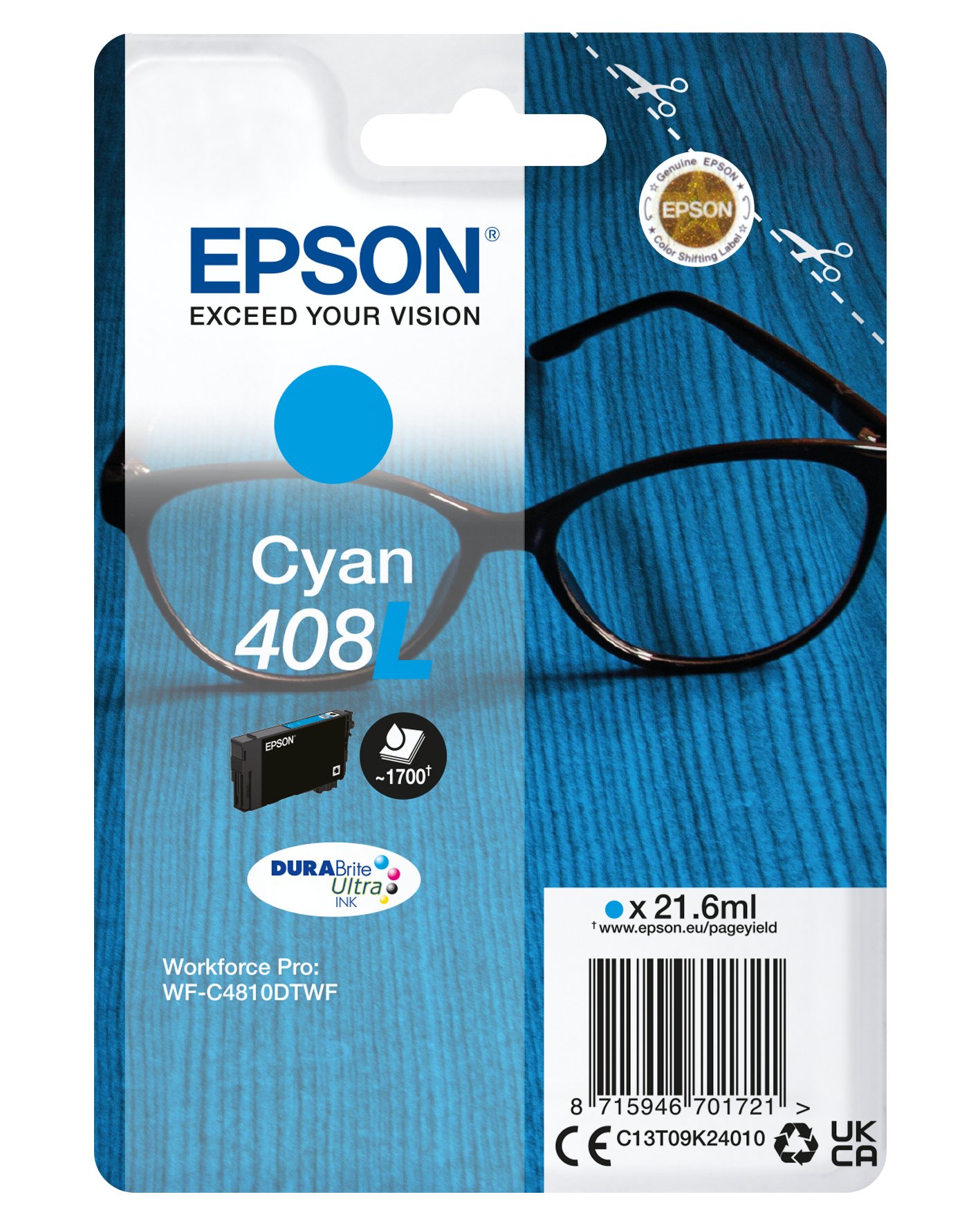 CARTUCHO TINTA EPSON 408L CIAN DURABRITE 408L ULTRA INK