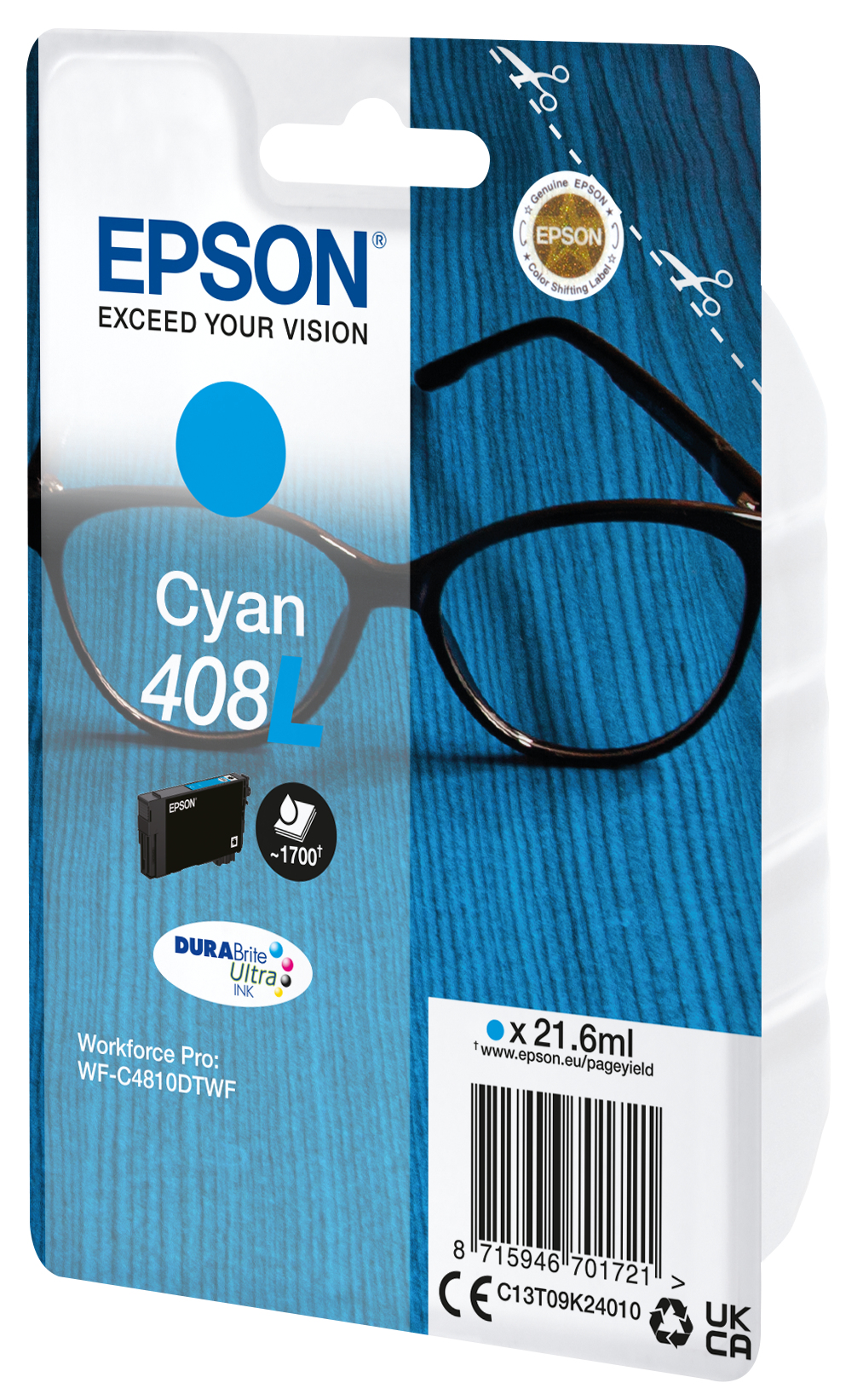 CARTUCHO TINTA EPSON 408L CIAN DURABRITE 408L ULTRA INK
