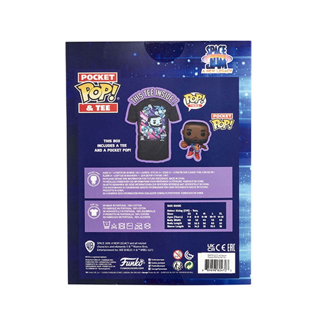 POP & TEE SPACE JAM LOONEY TUNES FUNKO LEBRON JAMES + CAMISETA PACK 10 UNIDADES TODAS LAS TALLAS