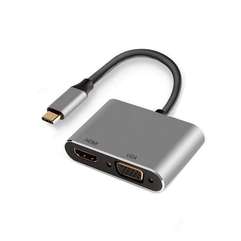 ADAPTADOR EWENT USB TIPO C A HDMI 4K Y VGA 15CM / MACHO - HEMBRA