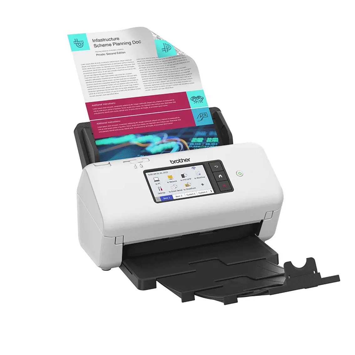 ESCANER SOBREMESA BROTHER ADS-4700W/ 80PPM/ DUPLEX AUTOMATICO/ USB 3.0/ USB 2.0/ RED/ WIFI/ WIFI DIRECT/ ADF 80 HOJAS