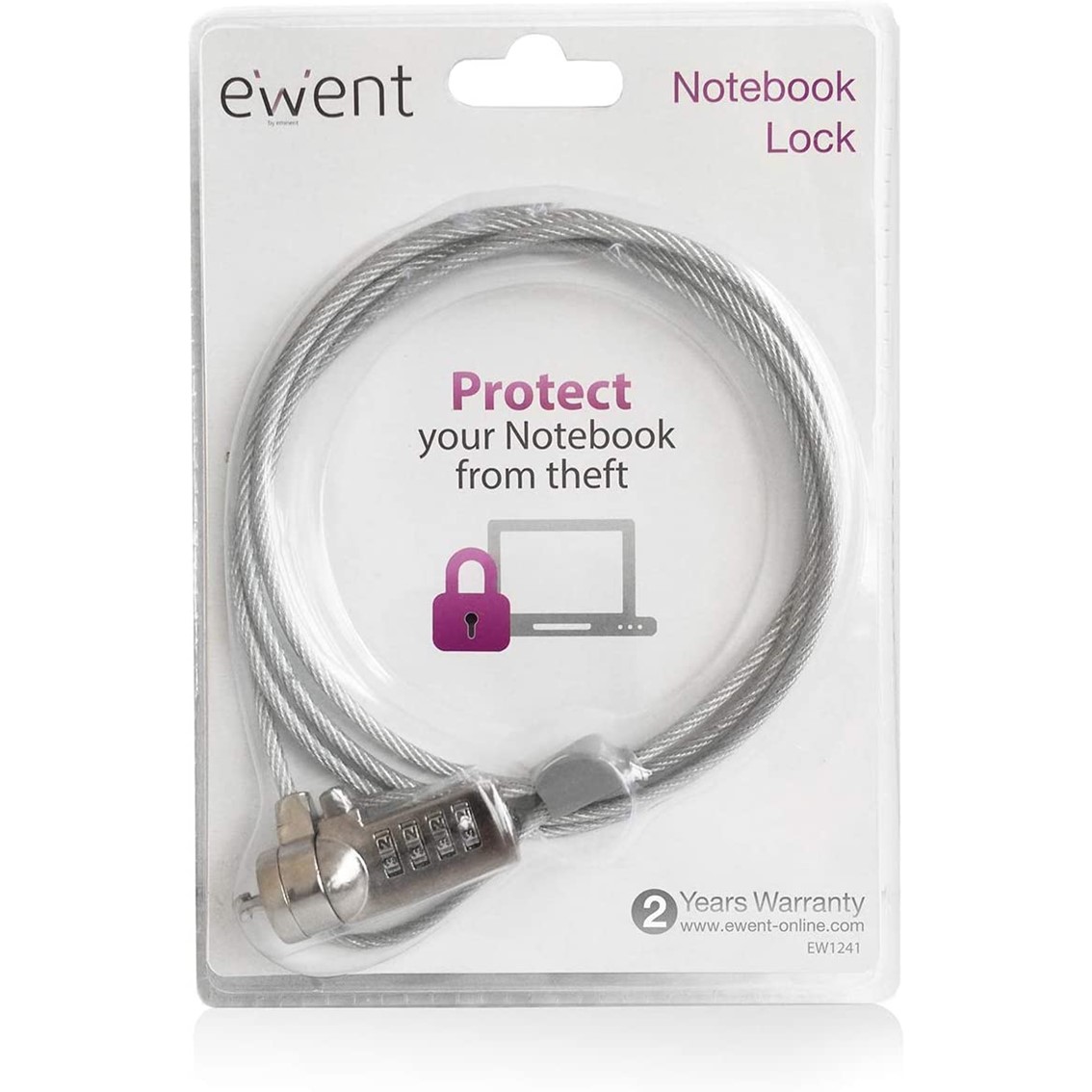 CABLE DE SEGURIDAD EWENT PARA PORTATIL/ KESINGTON COMBINACION DE NUMEROS 4 DIGITOS/ 1.5M