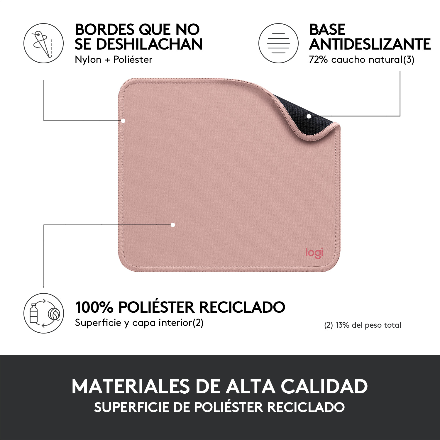 ALFOMBRILLA LOGITECH DESK MAT STUDIO SERIES ROSA OSCURO