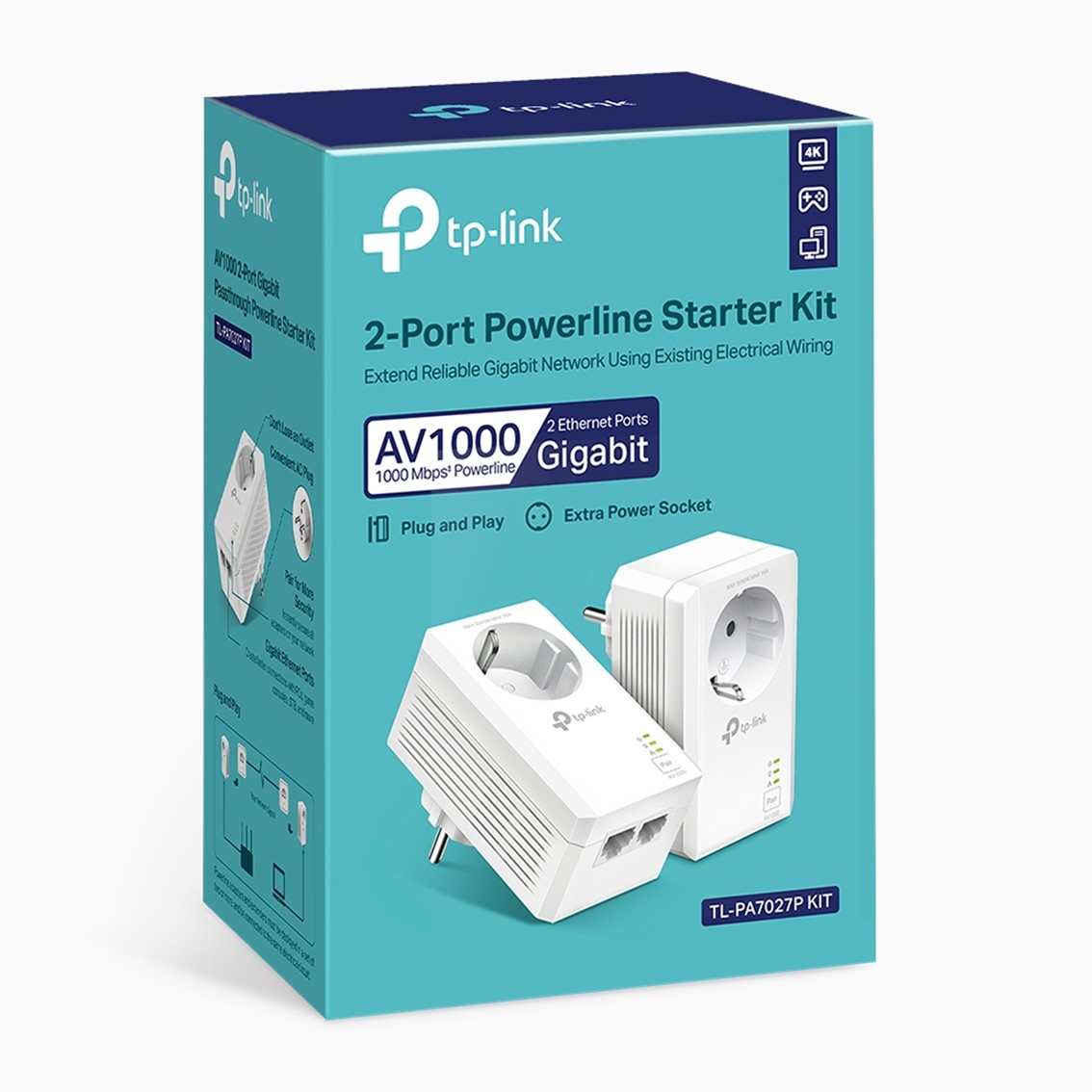 KIT DE ADAPTADORES POWERLINE TP-LINK TL-PA7027P KIT AV1000
