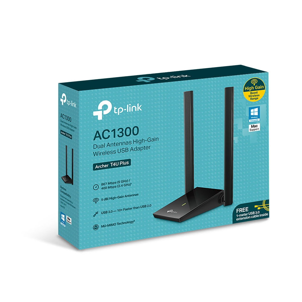 ADAPTADOR USB INALAMBRICO TP-LINK ARCHER T4U PLUS AC1300 ANTENAS DUALES